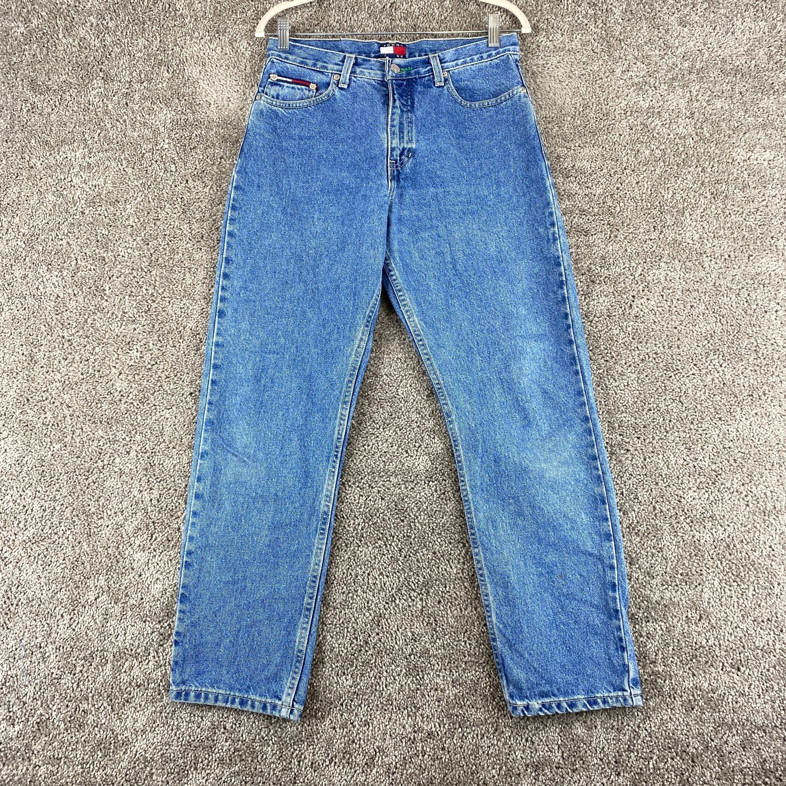 Tommy Hilfiger Womens High Rise Tapered Jeans in Stone Wash Blue Size 9/28