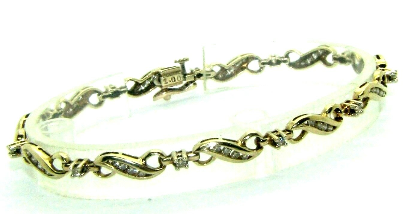 Pulsera De Oro Amarillo De 9 Quilates Y Diamante De 1 Quilate Para Mujeres