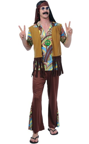 Costume Carnevale Uomo Da Hippie Vestito Abito Di Halloween Travestimento  Adulto | eBay