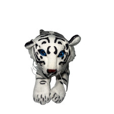 Black, white tiger plush stuffed animal 9" blue eyes soft body hard head PMS