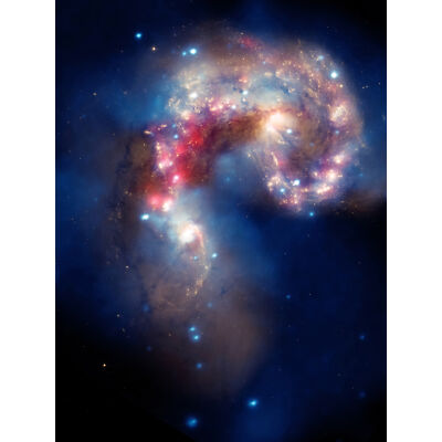 Hubble Space Telescope Image Colourful Antennae Galaxies Art Canvas Print 18X24