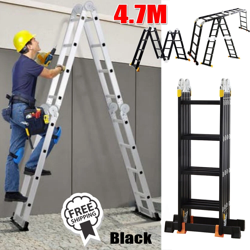 15.4FT Folding Ladder Extension Step Ladder Multi Purpose 14 Way
