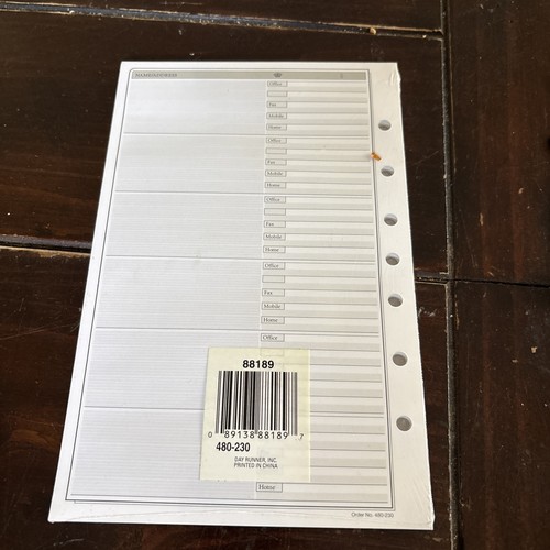 Day Runner Telephone Address Pages 30 Sheets Undated 5.5"x8.5" Sealed 3 & 7 Ring - Picture 5 of 5