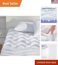 Deep Pocket Cooling Mattress Protector - Ultra Soft 3-Zone Design, Queen