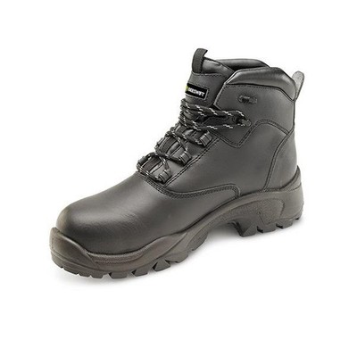 Schwarz Leder S3 Verbund Zehen-/Zwischensohle Sicherheit Arbeitsstiefel #CF65