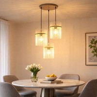 HäNgeleuchte Pendelleuchte Esszimmerlampe Sand 3Xe27 GlasstäBe HöHenverstellbar