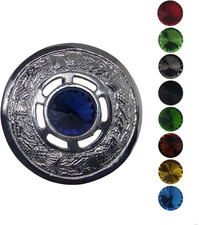 Scottish Ladies Kilt Fly Plaid Brooch with Stone 2"/Highland Shawl Brooches