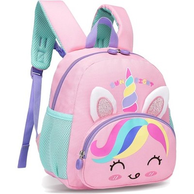 Rosa Kinder Schulrucksack mit Einhorn-Motiv, Brustgurt, Vorschule,