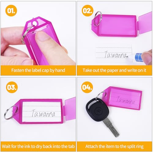 16 Pcs Plastic Key Tags, Assorted Colors Keychains, Writable Key Tags for - Foto 6 di 7