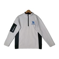 KENTUCKY WILDCATS MENS PULLOVER LONG SLEEVE SWEATER JACKET SMALL HALF ZIP WHITE