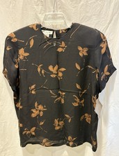 Jones NY Blouse, Size 16W, Black w/Flower Pattern, NEW