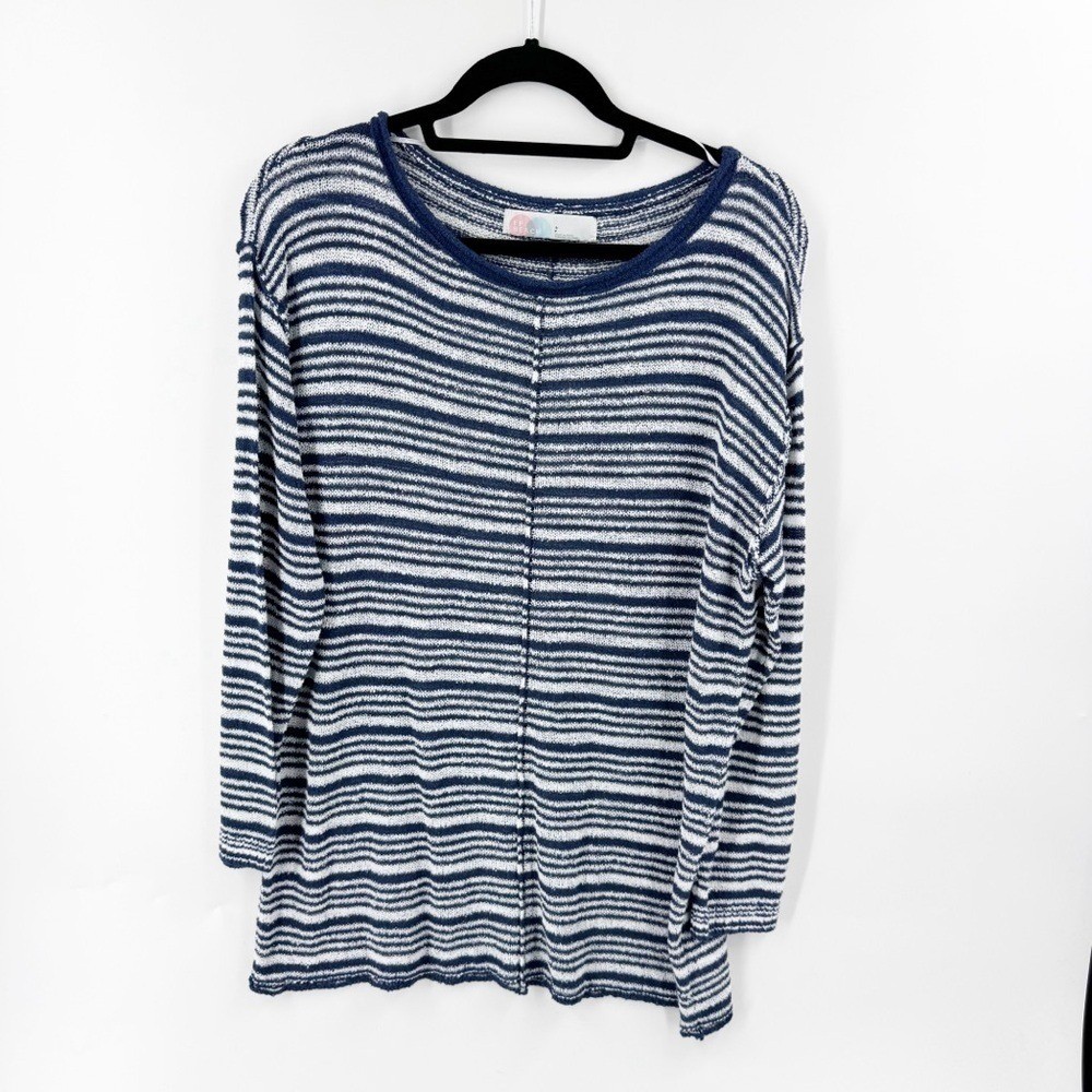 ✅ FREE PEOPLE BEACH BLUE/WHITE LIGHTWEIGHT STRIPED SWEATER SIZE SMALL