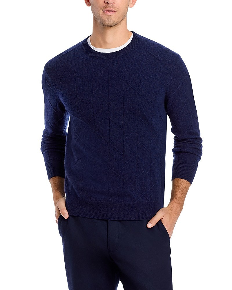The Mens Store at Bloomingdales Cashmere Novelty Stitch Crewneck Sweater Navy L 26290₽
