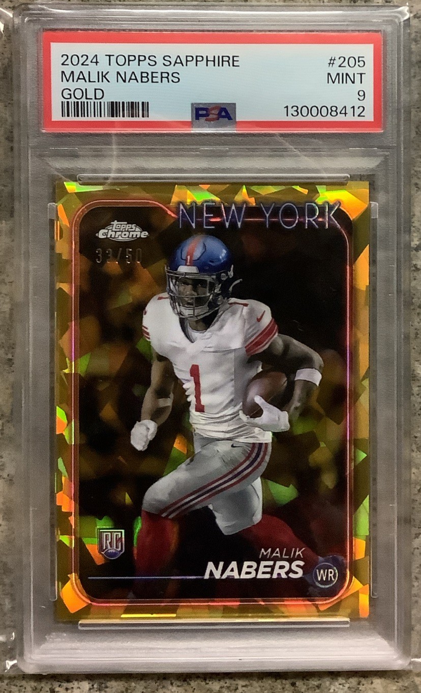 2024 Topps Chrome Sapphire Malik Nabers #205 Gold Refractor #/50 RC NY Giants