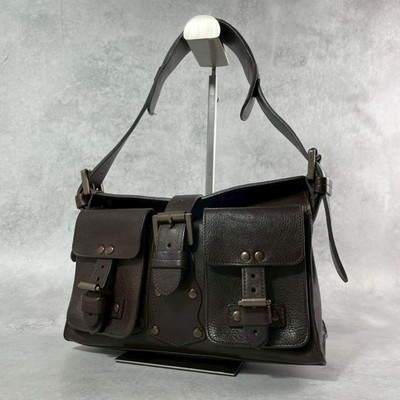 MULBERRY Shoulder Bag Belenheim Leather Dark Brown Vintage Authentic From Japan
