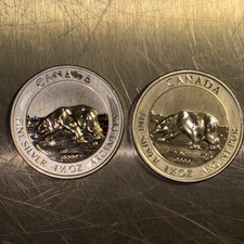 Two 2013 Canada 9999 Fine Silver 1.5 OZ Nice Brilliant Uncirculated Argent Pur