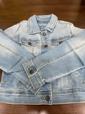 Girls Cat Jack Denim Button Up Jacket Medium NWT