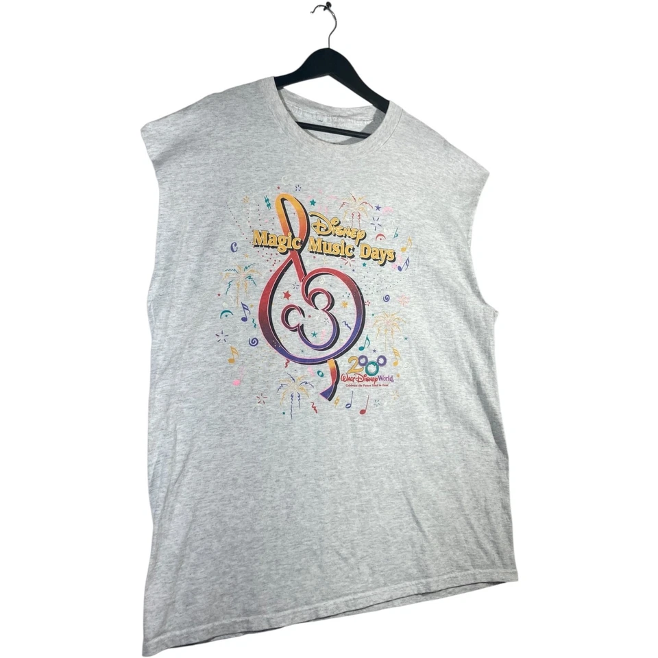 Camiseta sin mangas vintage Disney Magic Music Days cuello redondo manga muscular gris para hombre XL Foto 4 de 4