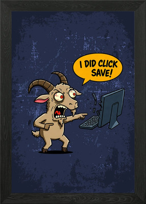 Angry Goat with Broken Computer Gerahmtes Wandbild Poster Leinwanddruck Bild