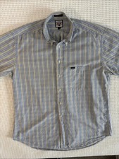 Men’s Faconnable Short Sleeve Button Up Shirt Plaid Size L Made In USA Pocket