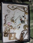 Vintage Broken Jewelry Lot, Missing Stones and Parts, Gold Tone, Costume, Craft