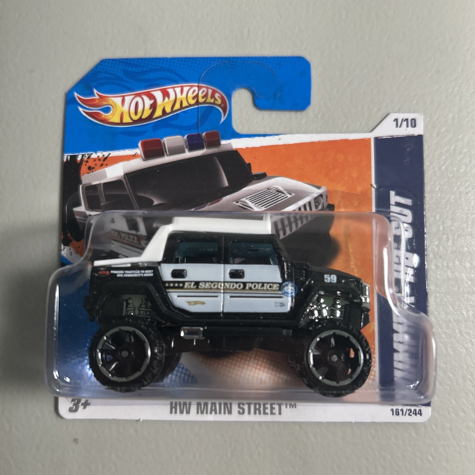 Hot Wheels SHORT CARD 2011 HW HUMMER H2 SUT 1/10 MAIN STREET POLICE BLACK - NEW
