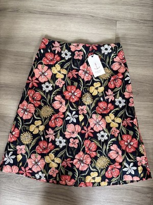Seasalt Cornwall Paint Pot Skirt UK 10 Floral Organic Cotton A Line Summer