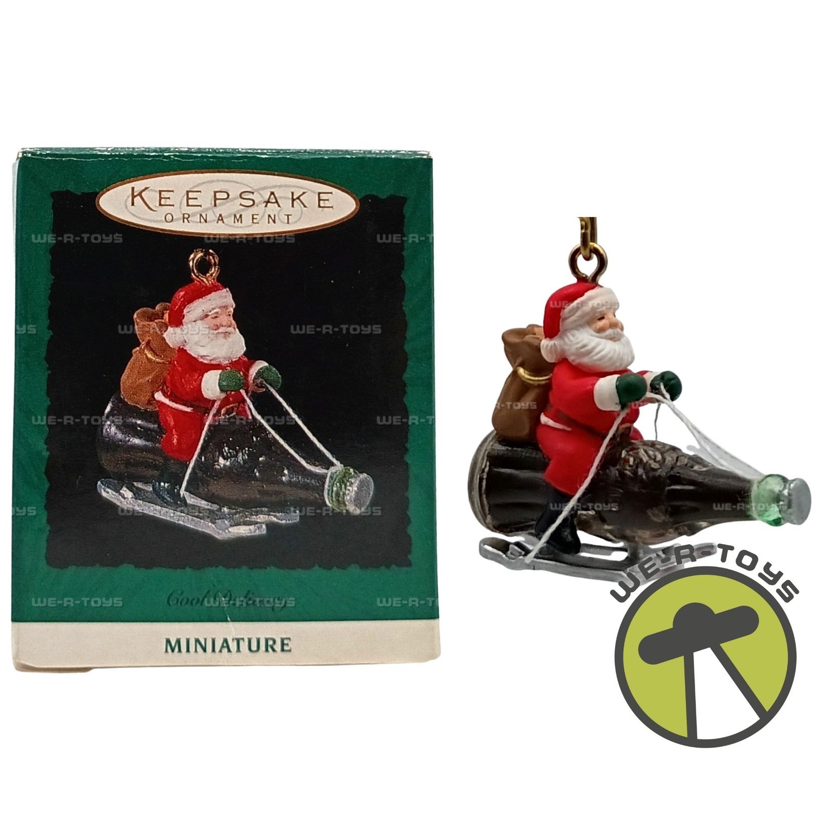 Cool Delivery Santa Coca Cola Sleigh Miniature Hallmark Keepsake Ornament 1996