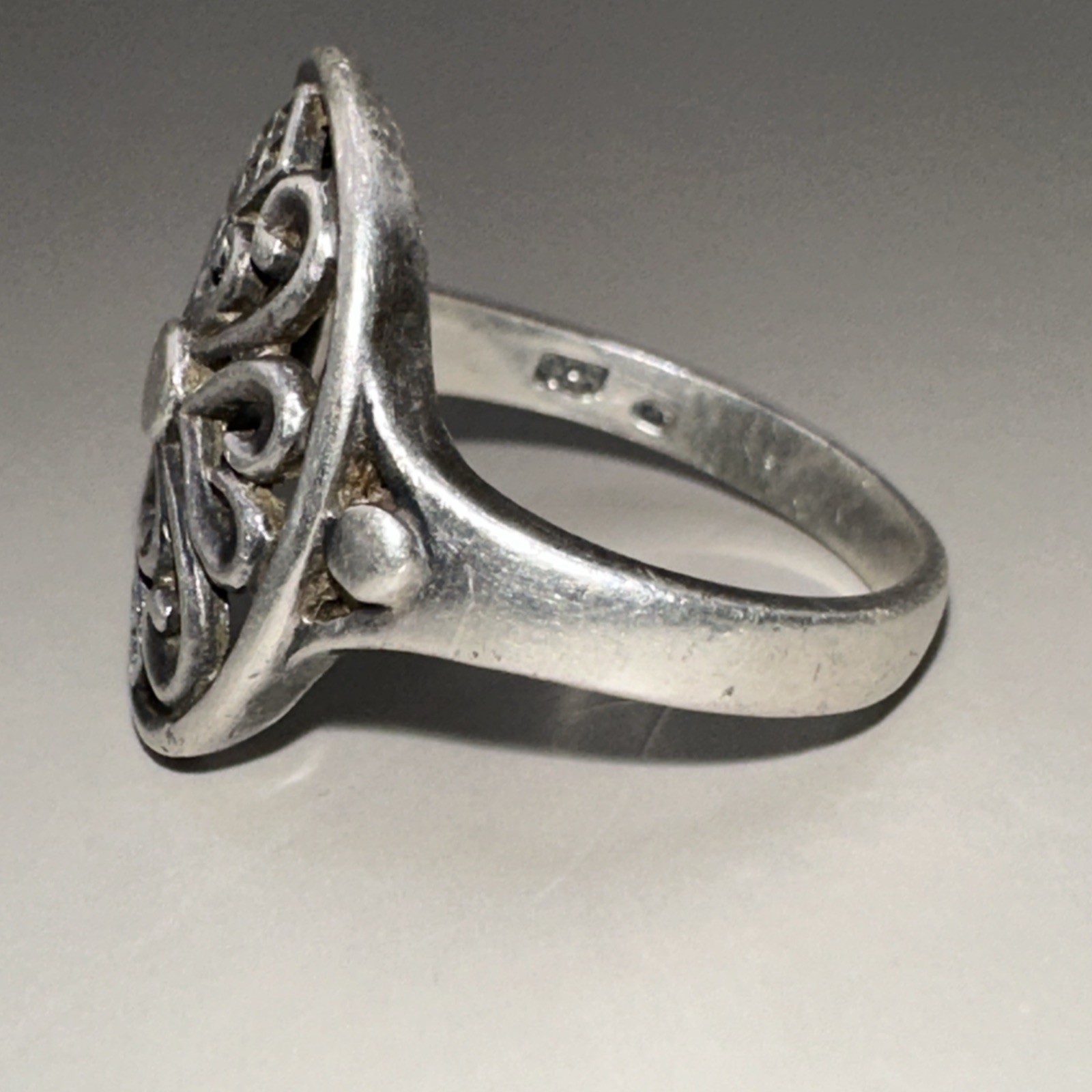 Scroll Design Open Sterling Silver Ring Size 6.5(… - image 5