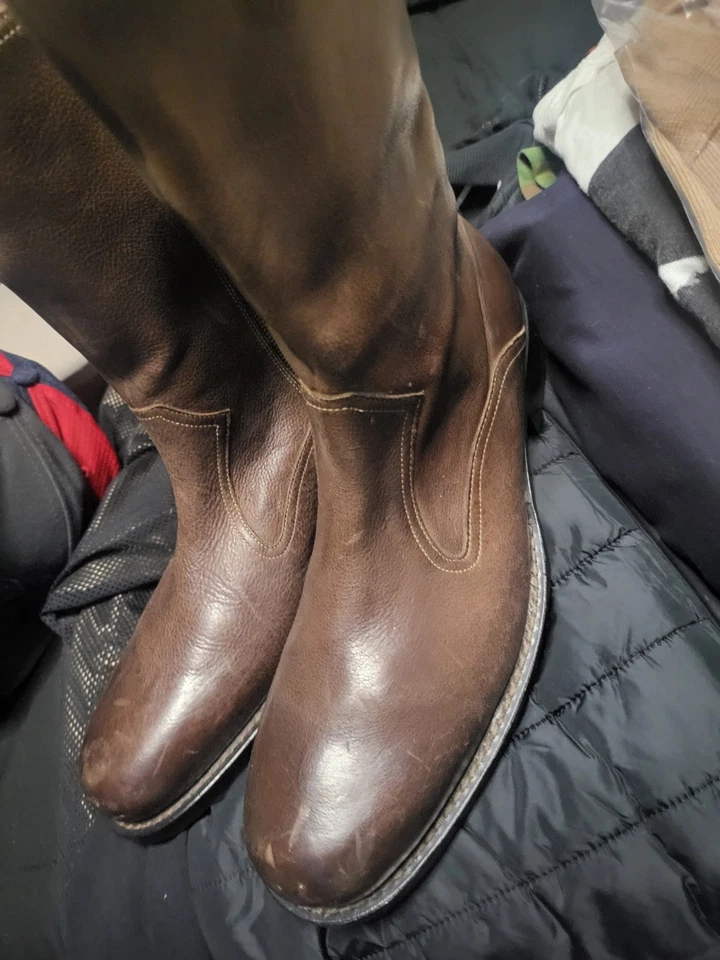 Cole Haan Western Botas Para Hombres 9.5 Cuero Negro Media Pantorrilla Cremallera Lateral Montar - Imagen 1 de 4