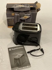 Toastmaster 2-Slice Toaster Black Adjustable Dial Wide Slots Model TM-102TS NIB