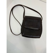 Vintage Preppy Liz Claiborne Small Brown Leather Shoulder Bag Crossbody bag