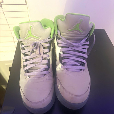 Jordan Air Jordan 5 Men s High Top Lace Up Sneakers Gray/Green Pre-Owned