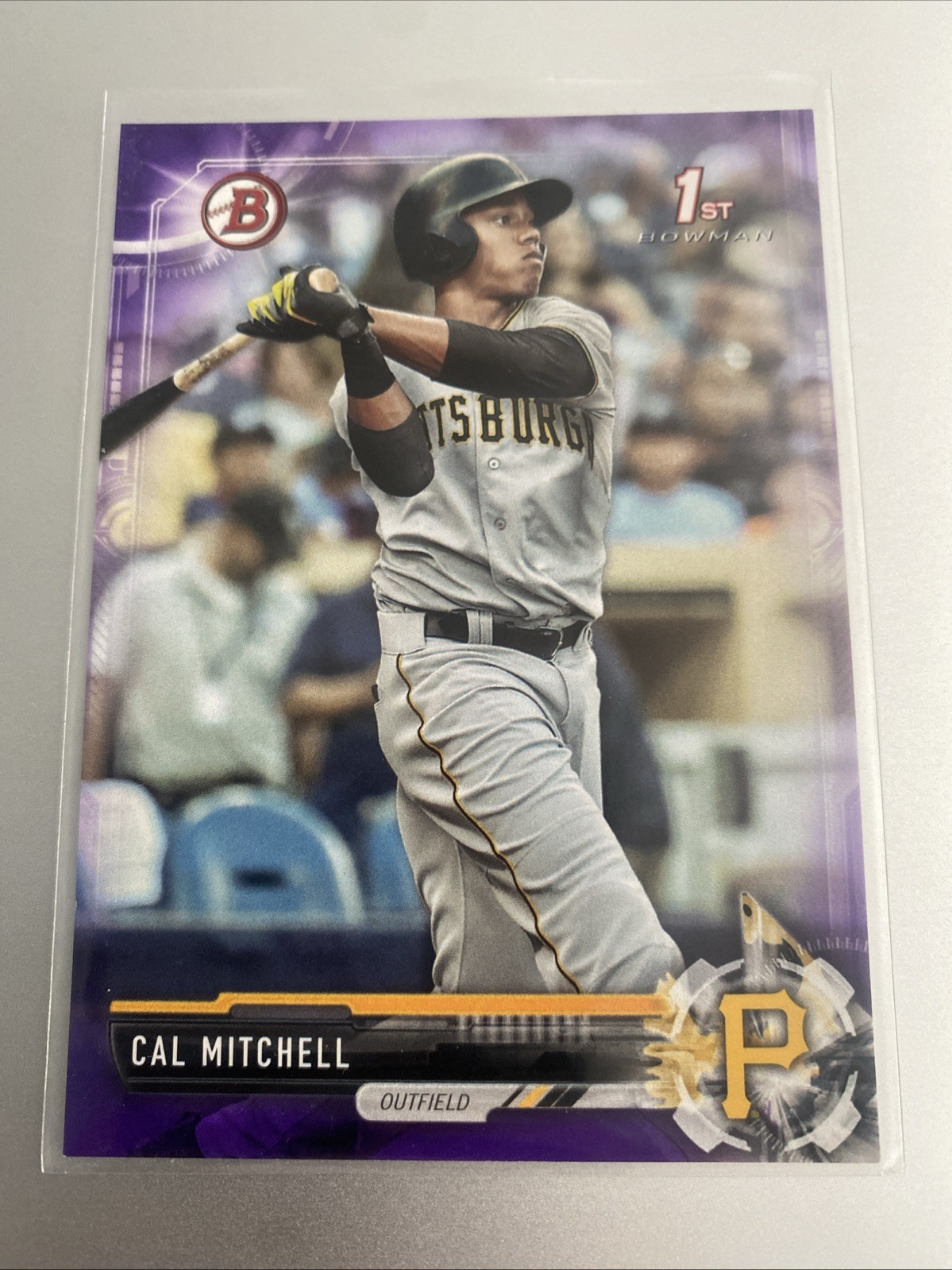 Cal Mitchell 2017 Bowman Draft Purple Paper Parallel /250 Pittsburgh Pirates