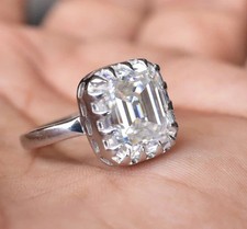 Lab-Created 2.80Ct Emerald Cut Diamond Engagement Ring 14K White Gold Plated