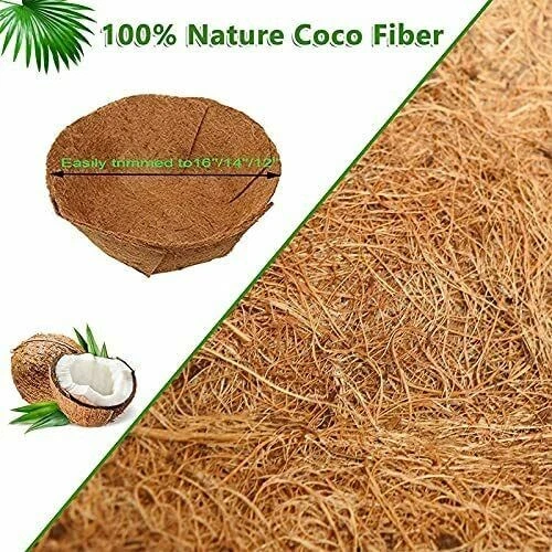 Forros de canasta colgante de coco natural forro de coco de forma redonda para canasta de 12/16/14" Foto 4 de 4
