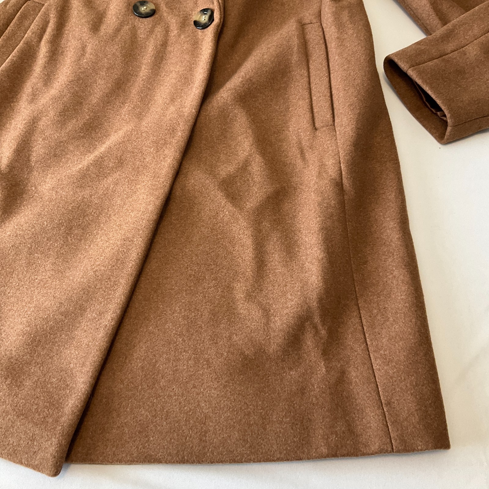 Dkny Trench Coat Womens Size M Brown Double Breasted Pockets Lined