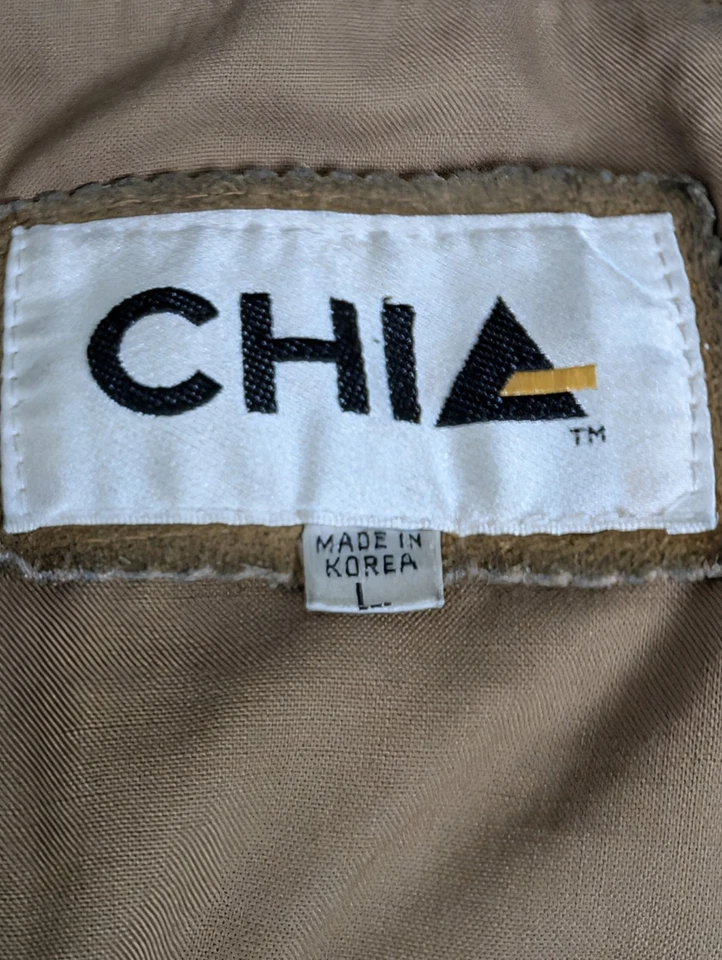 复古 CHIA 流苏皮革夹克韩国制造棕色西部 L — 第 4/4 张图片