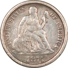 1875-CC IN WREATH SEATED LIBERTY DIME, VF/XF DETAILS W/ SCRATCHES!  CARSON CITY!