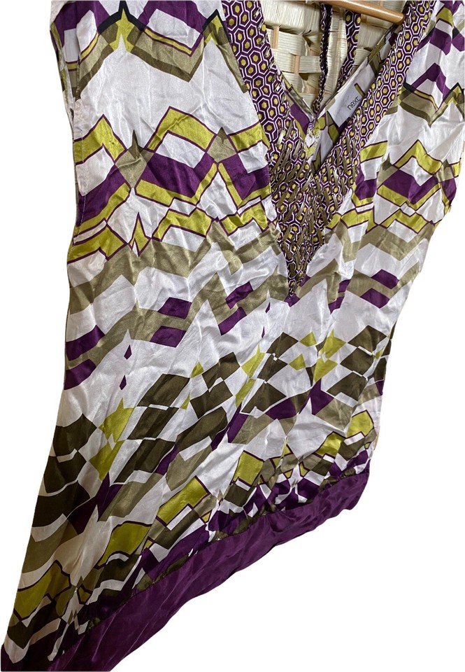 Next Signature Geometric Print Silk Summer Blouse Top 12 VNeck Party
