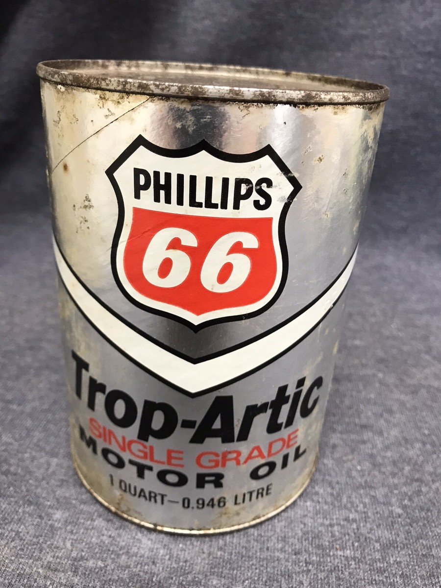 Vintage Phillips 66 Trop-Artic Motor Oil One Quart Oil Can Single