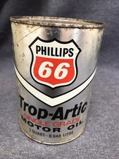Vintage Phillips 66 Trop-Artic Motor Oil One Quart Oil Can Single Grade Full