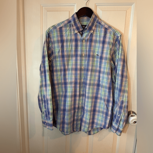 Chemise Femme Vineyard Vines Taille 6 - Plaid Bleu Et Vert, Fit Décontracté, En Flanelle - Occasion Excellent état