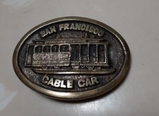 Vintage San Francisco Cable Car Brass Buckle, BTS, 3 1/4