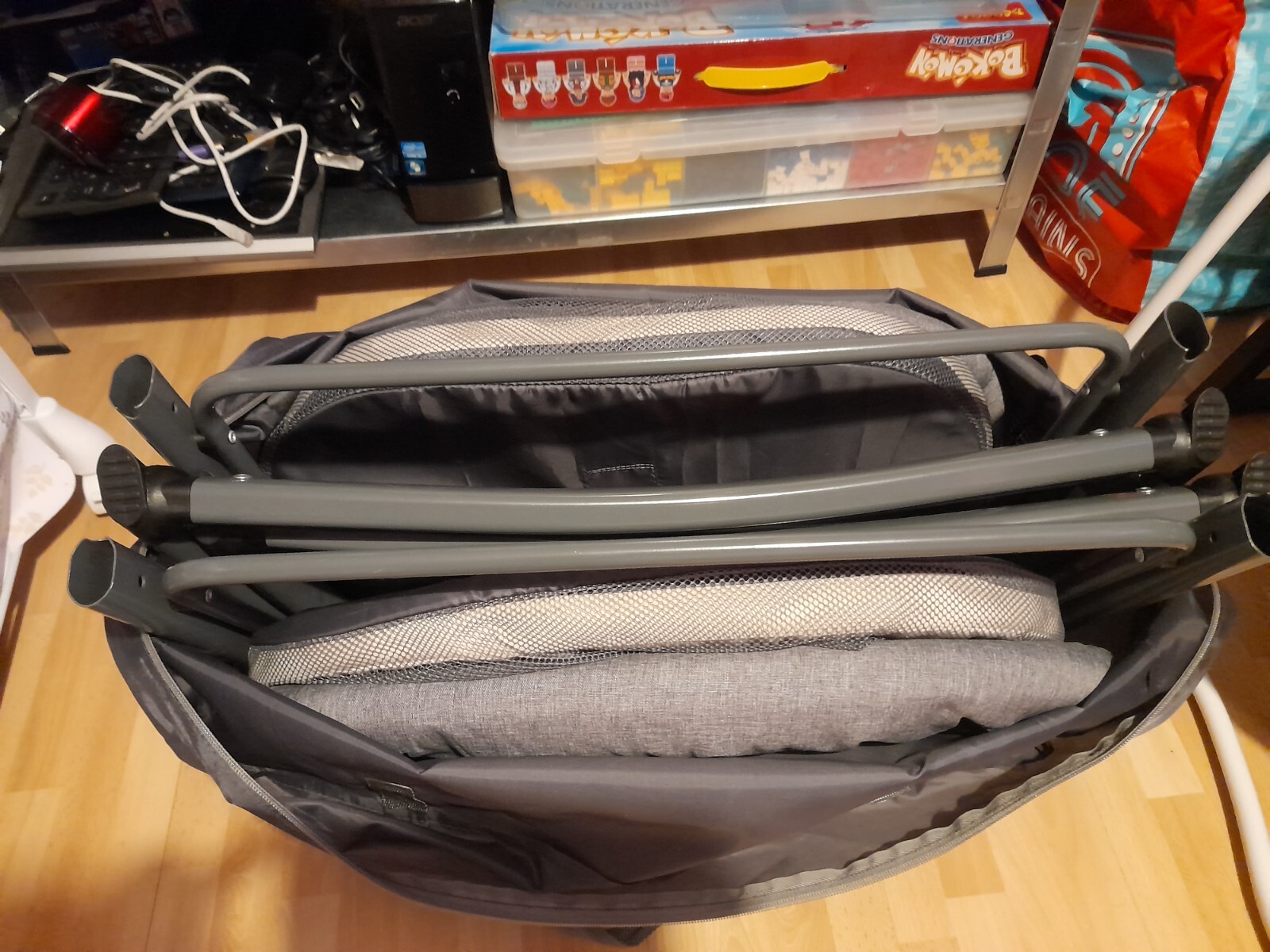 Baby Elegance Kangu Foldable Crib Cot First Bed Rockable Grey eBay