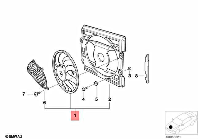 Genuine BMW E38 E52 Roadster Radiator Condenser Cooling Fan OEM  