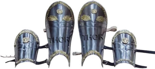 Medieval Warrior Knights Armor Greaves Leg & Arm Guard Halloween Costume Rustic - Picture 8 of 12