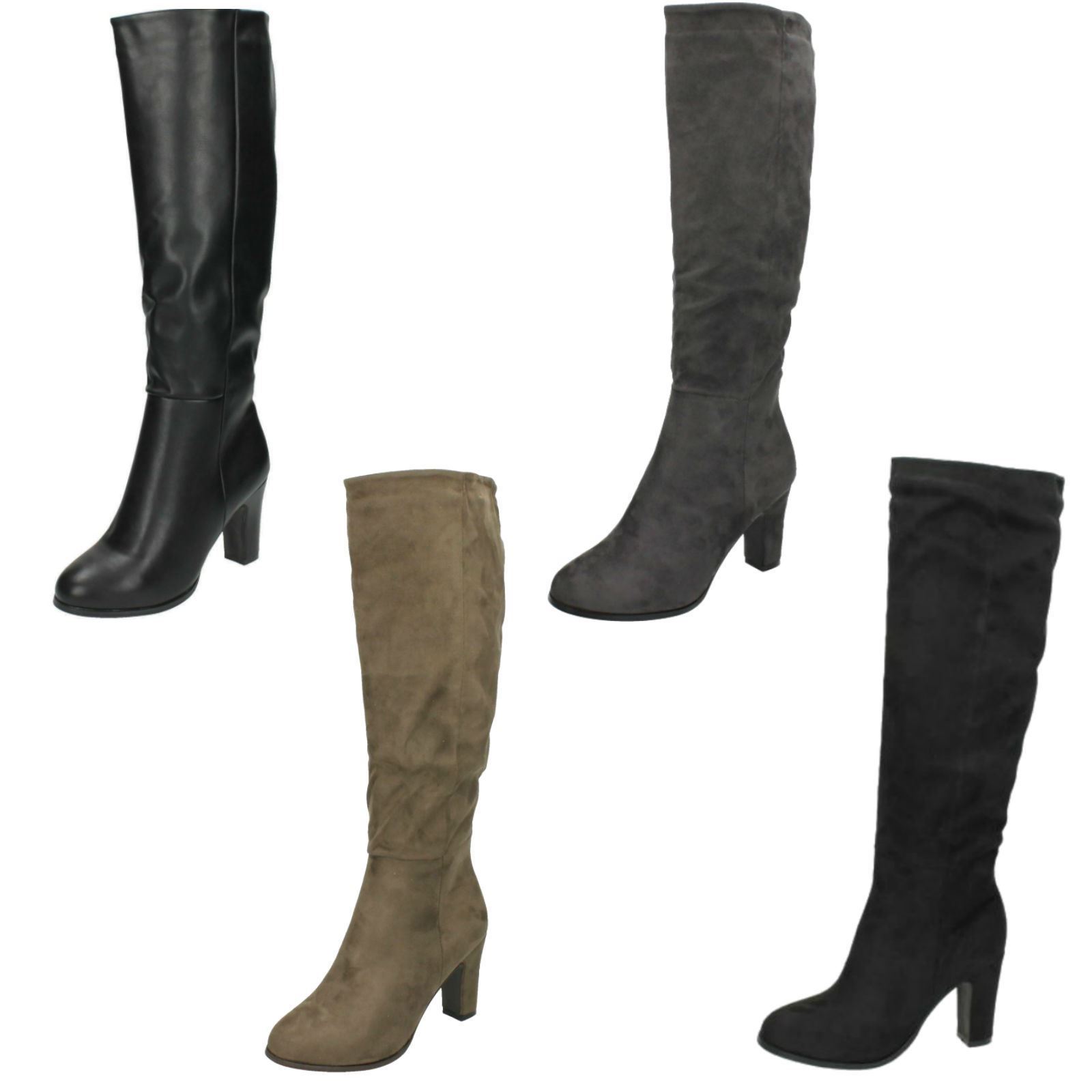 Taupe Knee High Heeled Boots 