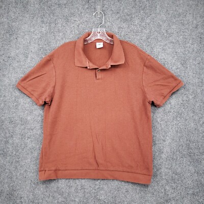 Zara Polo Shirt Mens L Large Brown Contrast Knit Short Sleeve