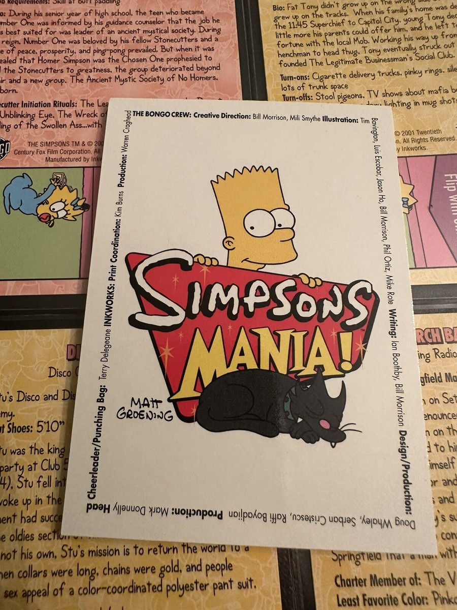 THE SIMPSONS MANIA! (Inkworks 2002) Complete Card Set MATT